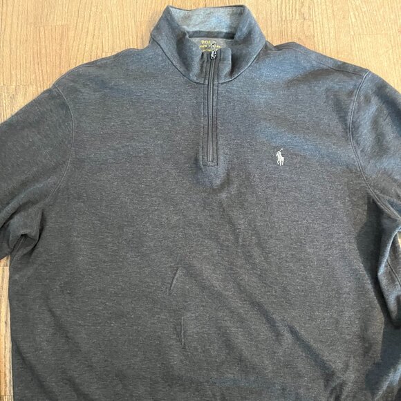POLO RALPH LAUREN GREY 1/4 ZIP SWEATER PULLOVER XXL TOP SWEATSHIRT - Picture 3 of 7